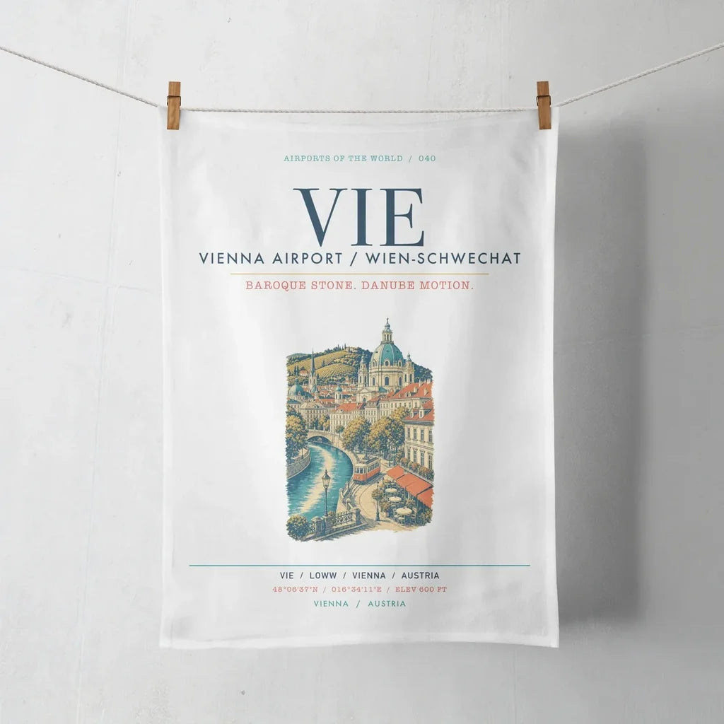 Vienna Airport (VIE) design on white towel
