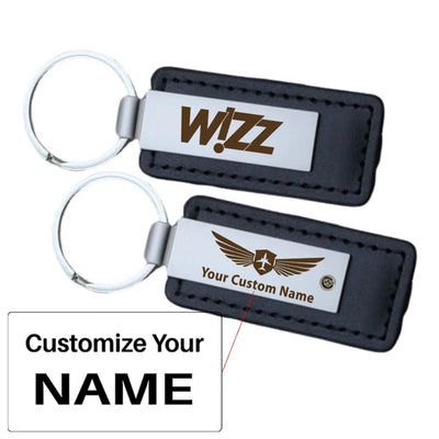 Wizz Airlines aviation PU leather key chain in PU faux leather.