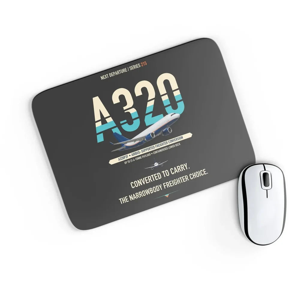 Airbus A320P2F design on black rectangle mouse pad