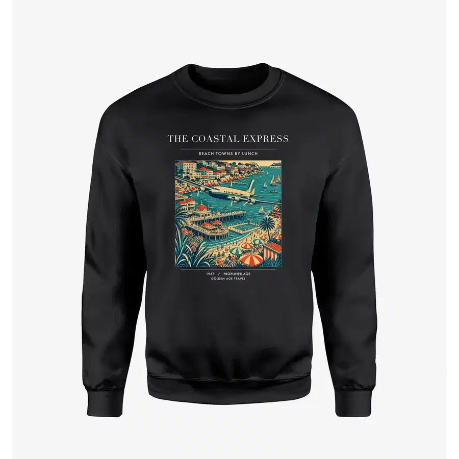VINTAGE G4096 - The Coastal Express - Designed Sweatshirts design on black