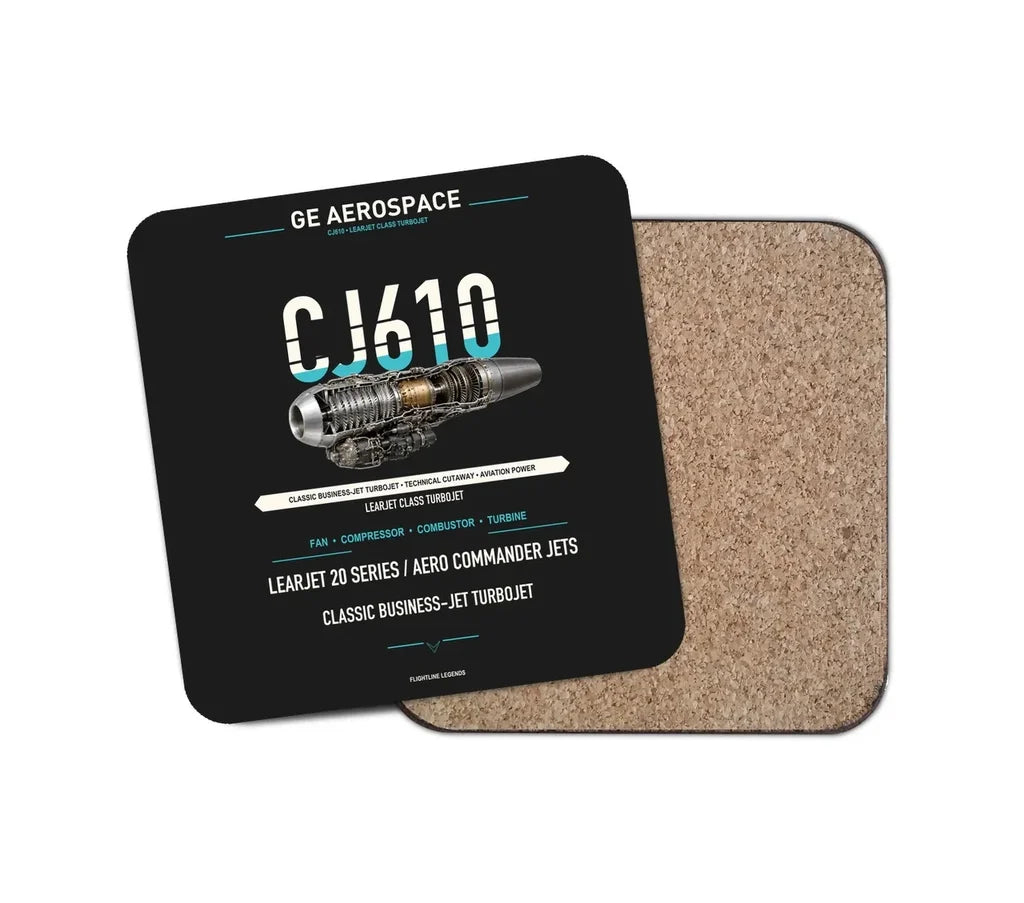 CJ610 design on black 1 piece coaster