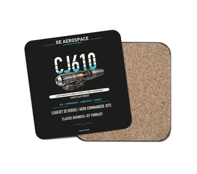 CJ610 design on black 1 piece coaster