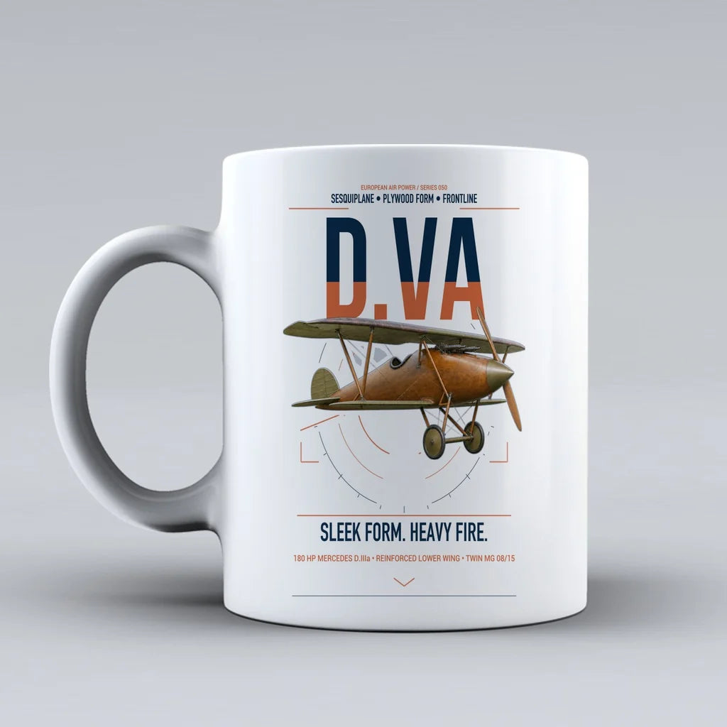 Albatros D.Va design on white ceramic mug, double-side print