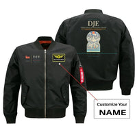 Thumbnail for Djerba-Zarzis International Airport (DJE) design on black bomber jacket with custom name patch