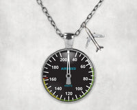 Thumbnail for Side view of Airspeed aviation necklace in stainless steel, polished finish.