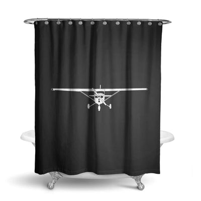 Cessna 172 Silhouette aviation design on waterproof polyester shower curtain.