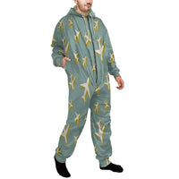 Thumbnail for Mixed Size Airplanes Jumpsuit for Men & Women aviation design on soft cotton blend jumpsuit.