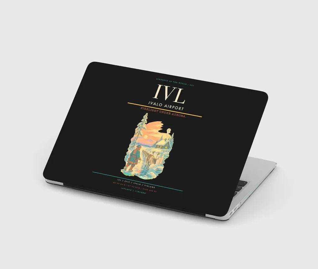Ivalo Airport (IVL) design on black MacBook case