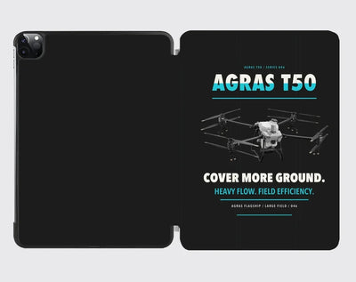 DJI Agras T50 design on black ipad tablet case