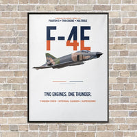 Thumbnail for F-4E Phantom II Two Engines One Thunder vertical canvas print - framed - white background