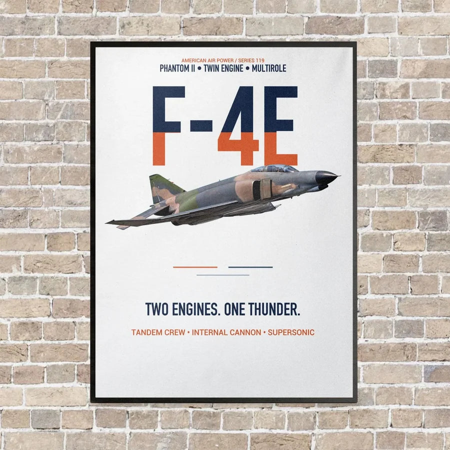 F-4E Phantom II Two Engines One Thunder vertical canvas print - framed - white background