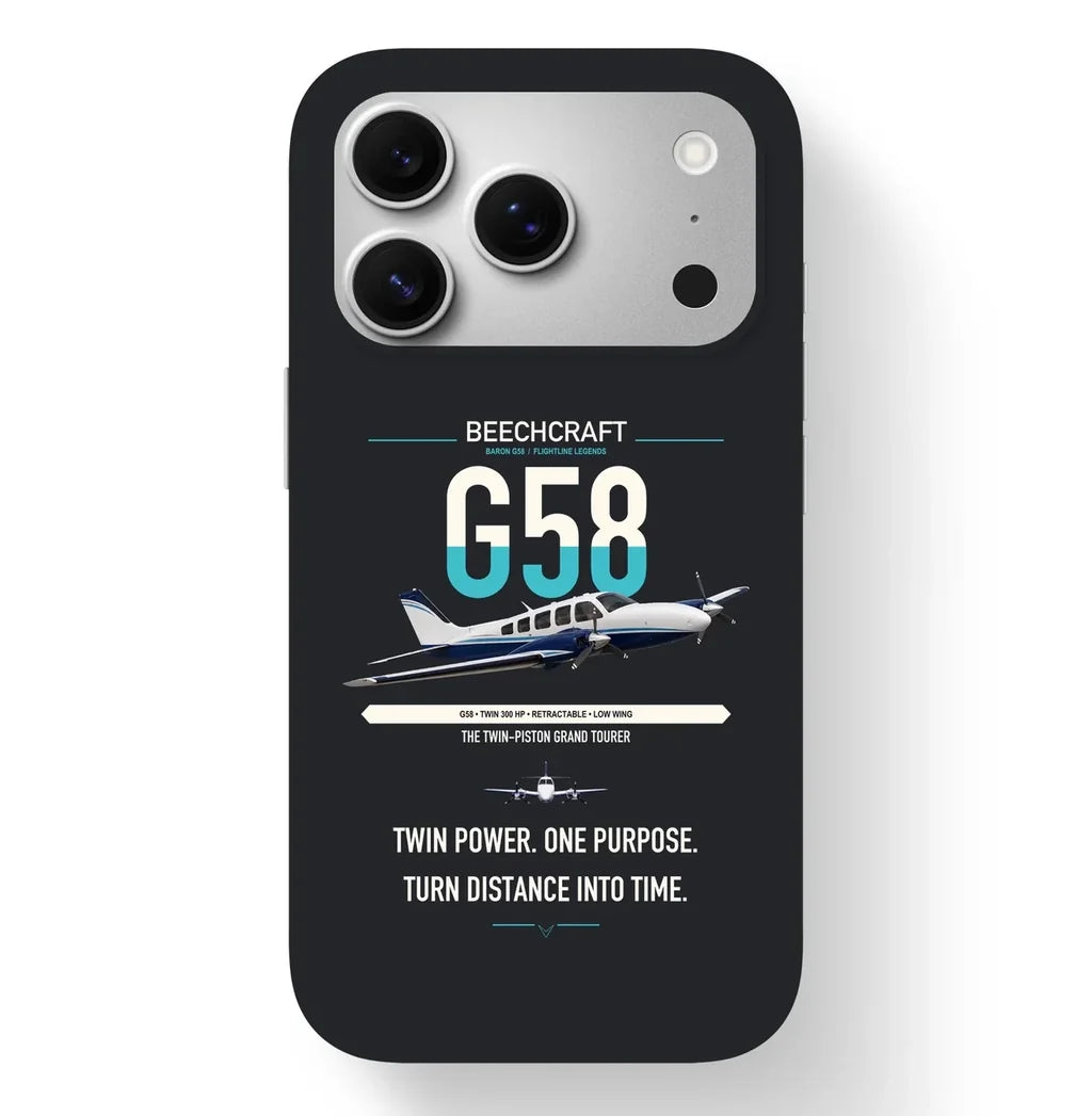Beechcraft Baron G58 design on black magsafe iphone case, for iPhone 17 Pro
