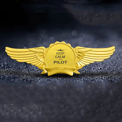 Pilot (777 Silhouette) aviation badge in polished metal.