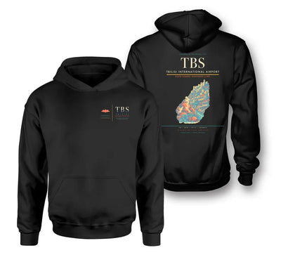 Tbilisi International Airport (TBS) design on black double-side hoodie