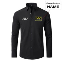 Thumbnail for Boeing 787 Flat Text aviation design printed on soft cotton long-sleeve 2D shirt.