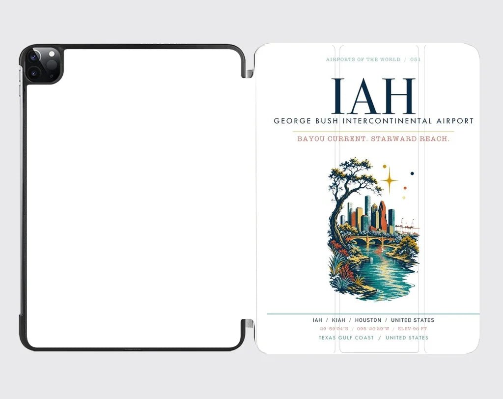 Houston George Bush Intercontinental Airport (IAH) design on white ipad tablet case