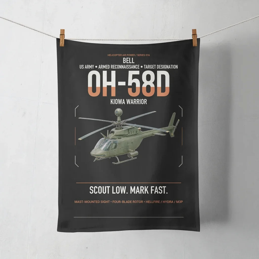 Bell OH-58D Kiowa Warrior design on black towel