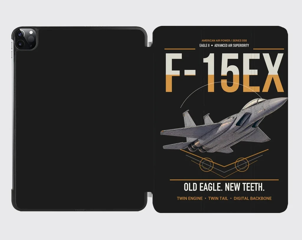 F-15EX Eagle II design on black ipad tablet case