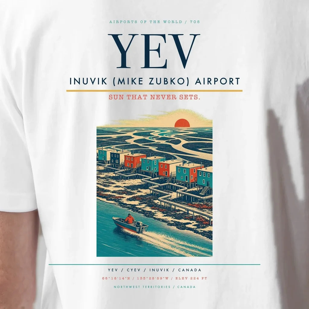Inuvik (Mike Zubko) Airport (YEV) double-side t-shirt design close-up cover