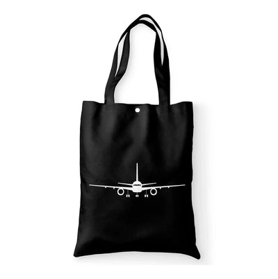Boeing 757 Silhouette aviation print tote bag, canvas.