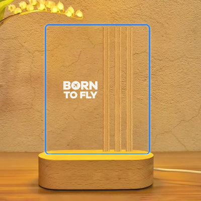 Born To Fly & Pilot Epaulettes (3 Lines) aviation design on premium acrylic with LED 3D night lamp.
