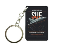 Thumbnail for Dassault Super Étendard design on black designed key chain, double-side print