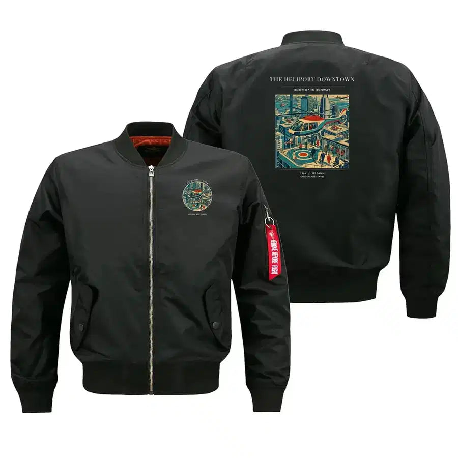 VINTAGE G4127 - The Heliport Downtown - Bomber Jacket design on black
