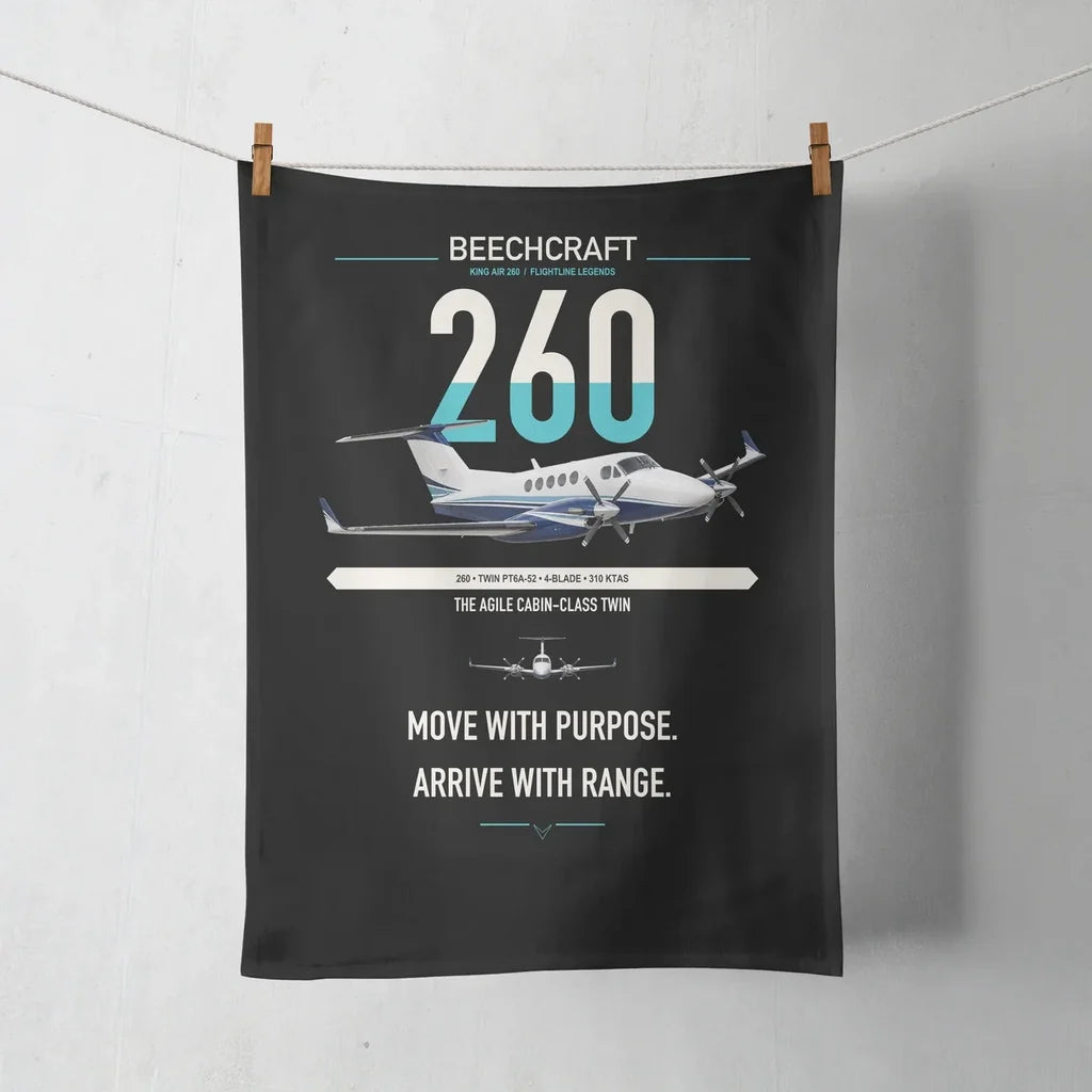 Beechcraft King Air 260 design on black towel