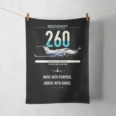 Beechcraft King Air 260 design on black towel