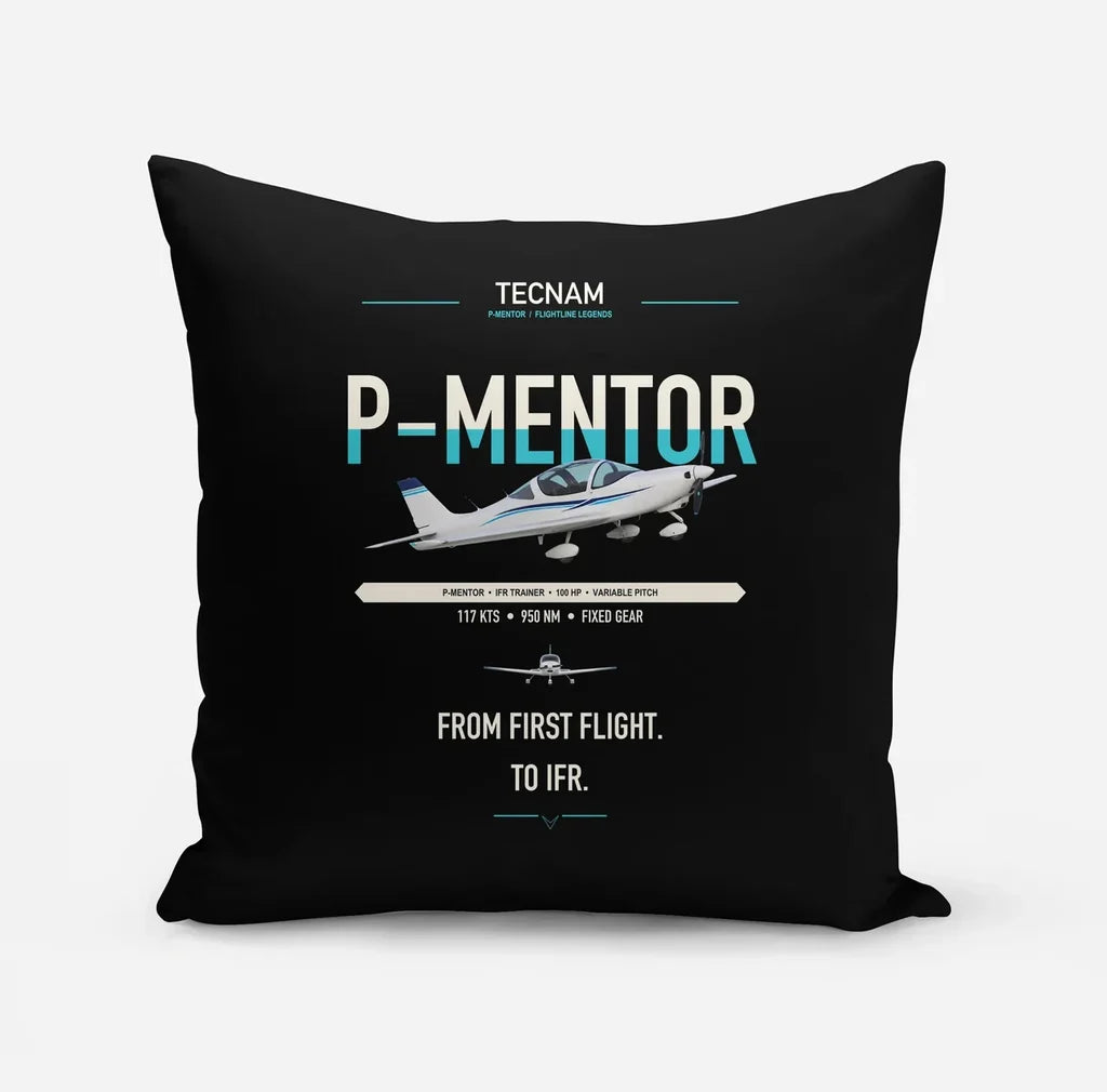 Tecnam P-Mentor design on black pillow