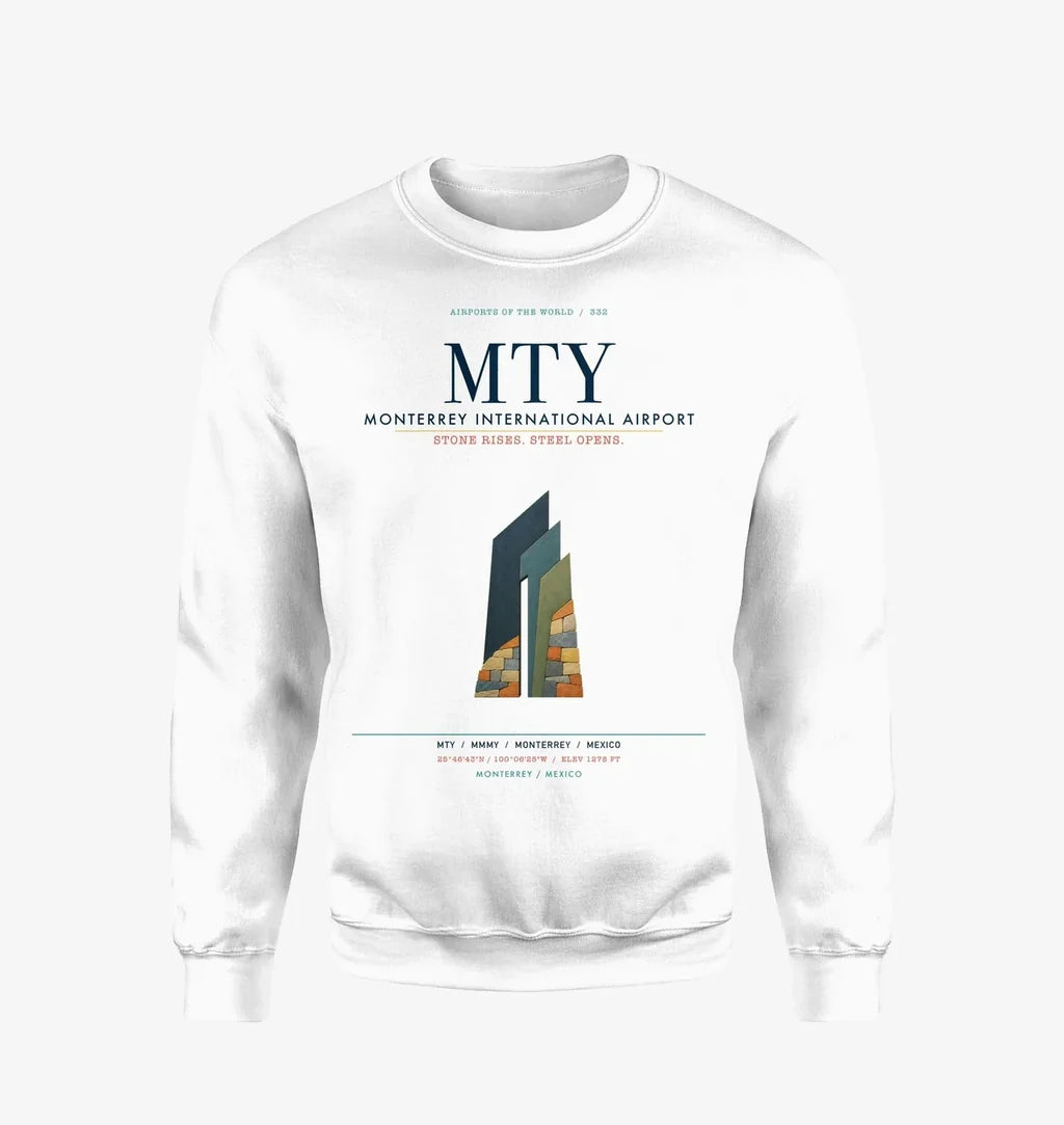 Monterrey International Airport (MTY) design on white sweatshirt