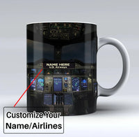 Thumbnail for Airbus A380 Cockpit Printed Text aviation design on ceramic mug, premium ceramic with glazed finish.