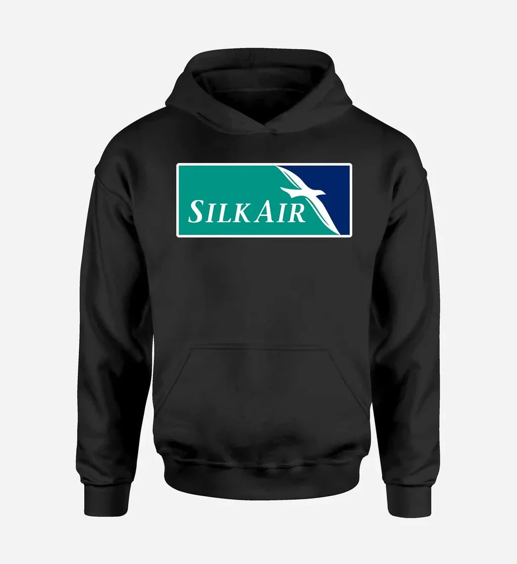 SilkAir logo printed on black hoodie
