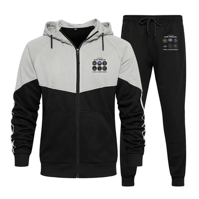 The Only Six Pack I Will Ever Need Colourful Z. aviation design on colourful cotton blend zipped hoodie and sweatpants set.