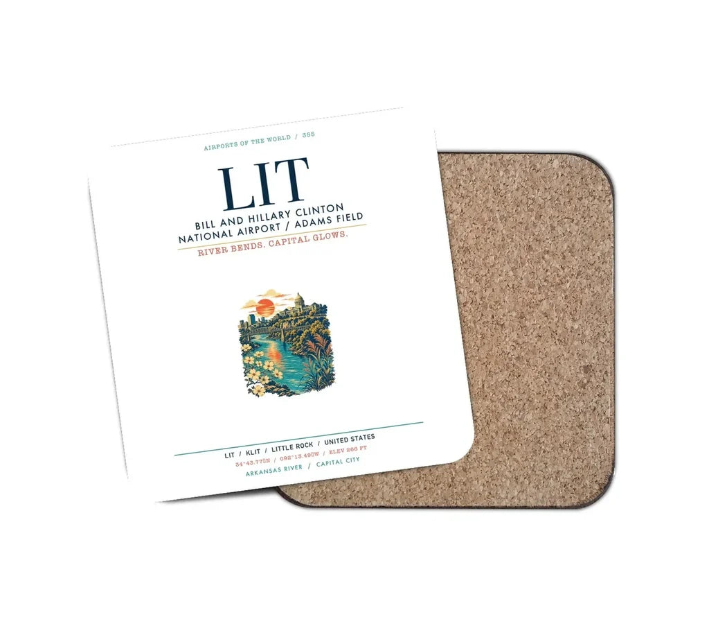 Bill and Hillary Clinton National Airport (LIT) design on white 1 piece coaster