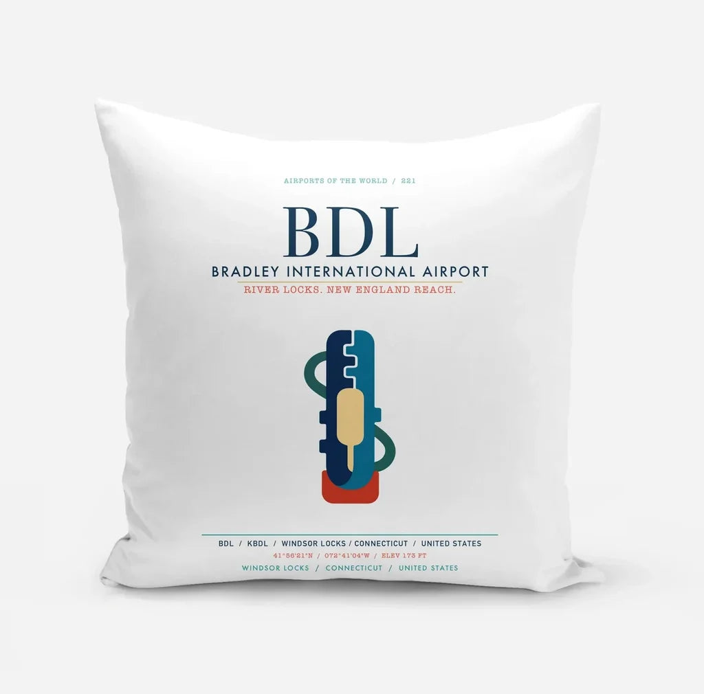 Bradley International Airport (BDL) design on white pillow