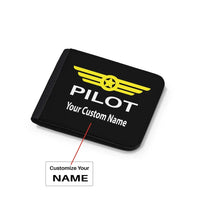 Thumbnail for Customizable Name & Pilot Badge aviation wallet in leather.