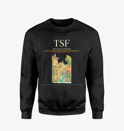 Treviso Airport (TSF) design on black sweatshirt