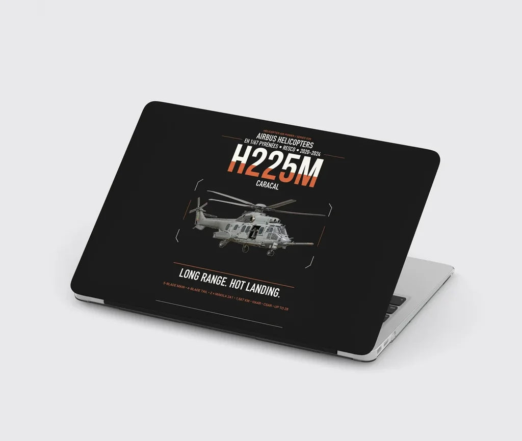 Airbus Helicopters H225M Caracal design on black MacBook case
