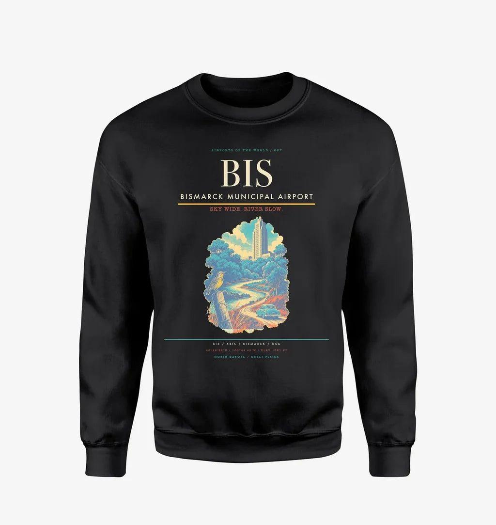 Bismarck Municipal Airport BIS Sweatshirt - Black