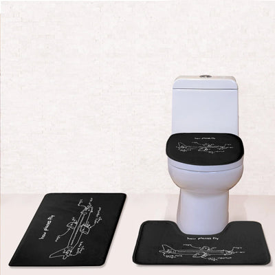 How Planes Fly Toilet Seat Cover Three-piece aviation print on soft fabric toilet seat cover set.