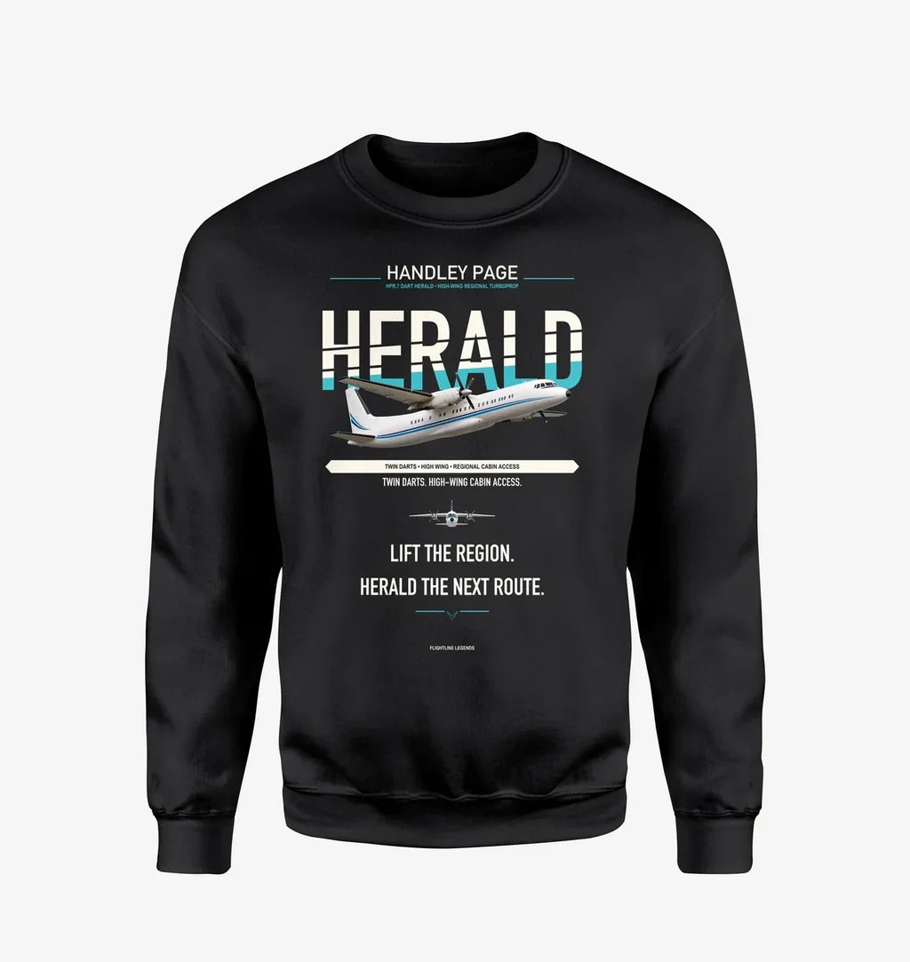 Handley Page HPR.7 Dart Herald design on black sweatshirt