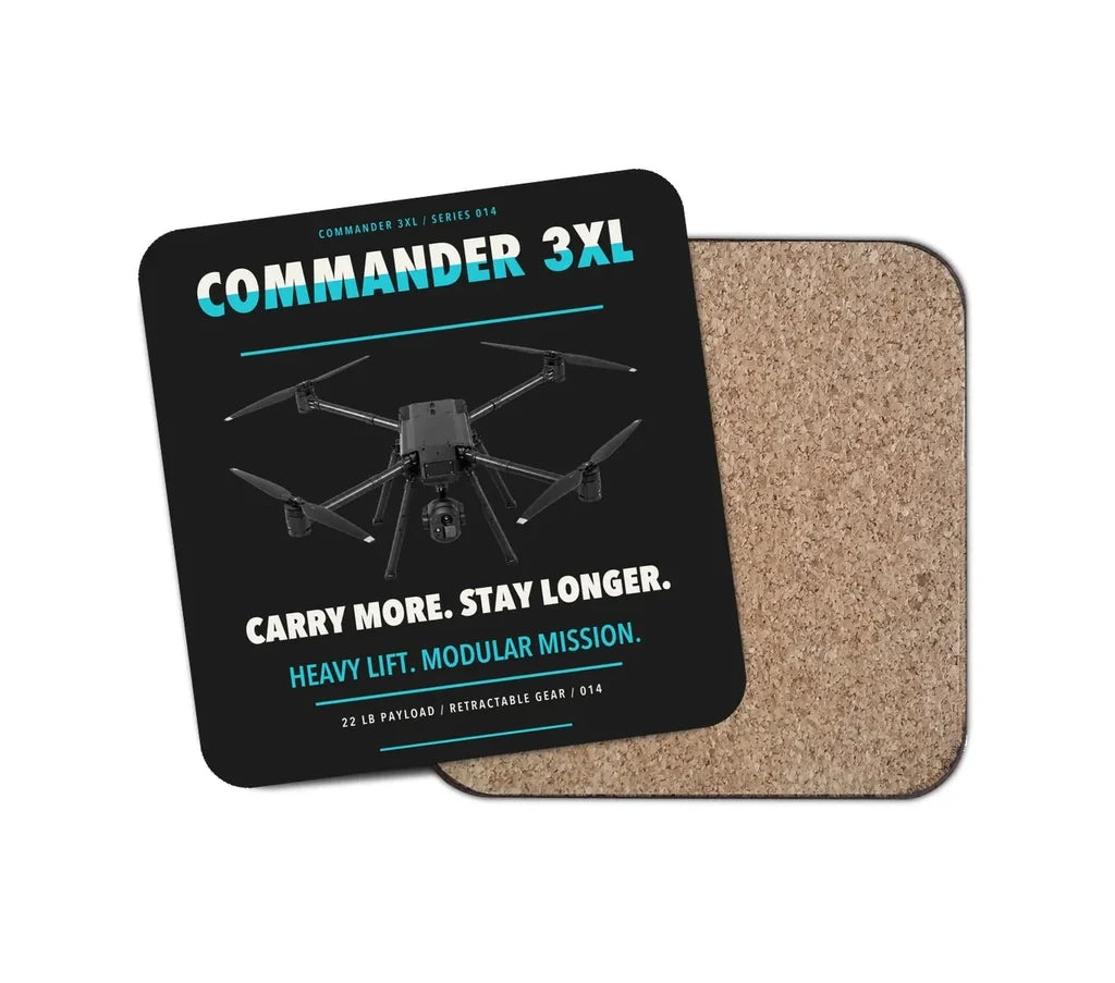 Draganfly Commander 3XL design on black 1 piece coaster