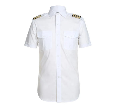 No (4,3,2,1 Lines) aviation design printed on crisp poplin cotton pilot uniform shirt.