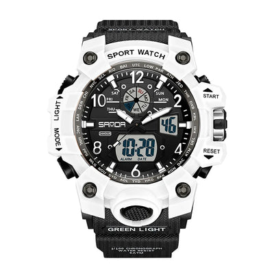Side view of New Waterproof Shock Sports Military Quartz Watch For Male Digital aviation shock-resistant pilot watch in rugge.