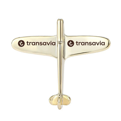 Transavia France Airlines Airplane Shape aviation-themed airplane-shape brooch, polished alloy.