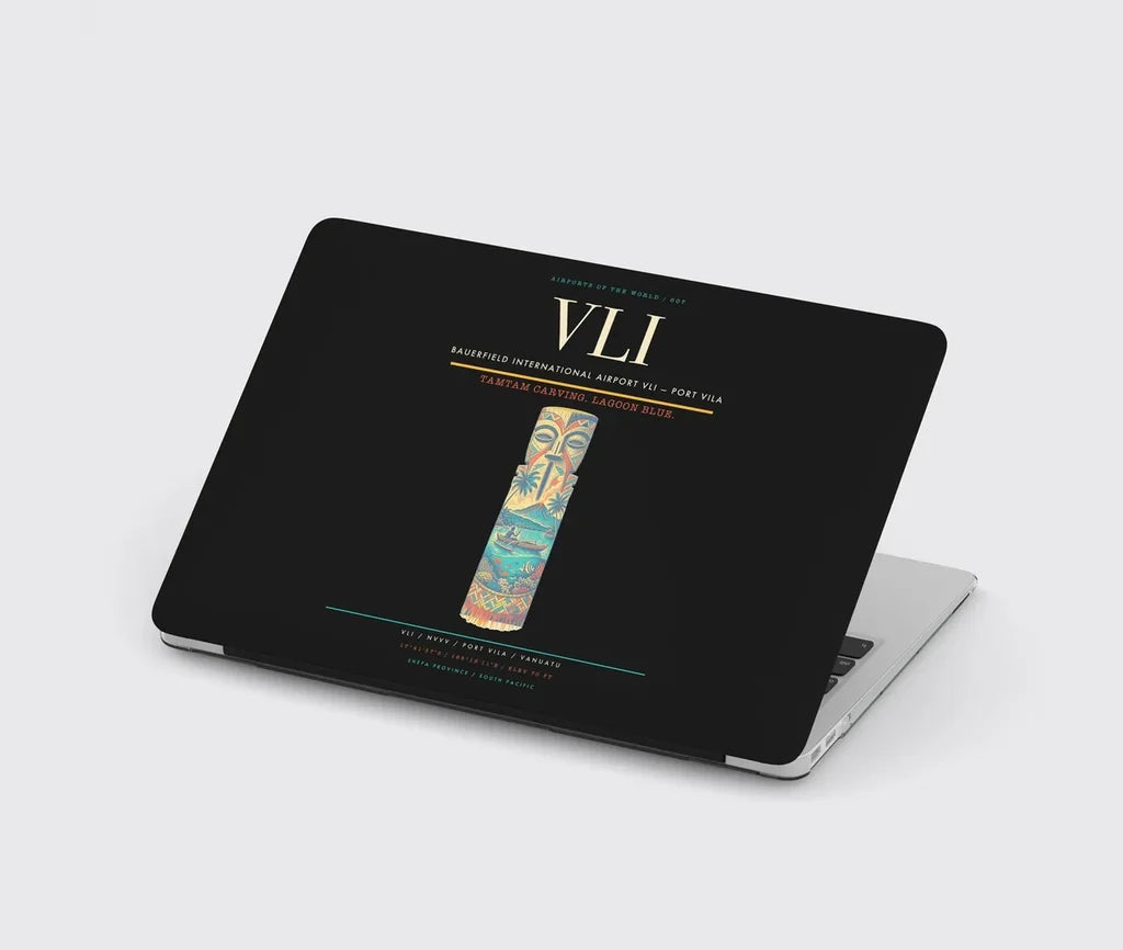 Bauerfield International Airport (VLI) design on black MacBook case