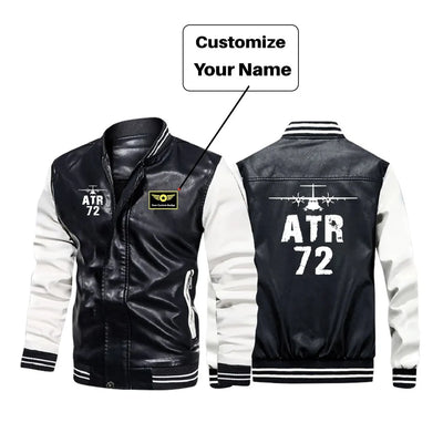 ATR-72 & Plane aviation design printed on genuine leather with modern tailored fit stylish leather jacket.