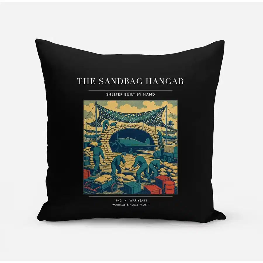 VINTAGE G4505 - The Sandbag Hangar - Designed Pillows design on black