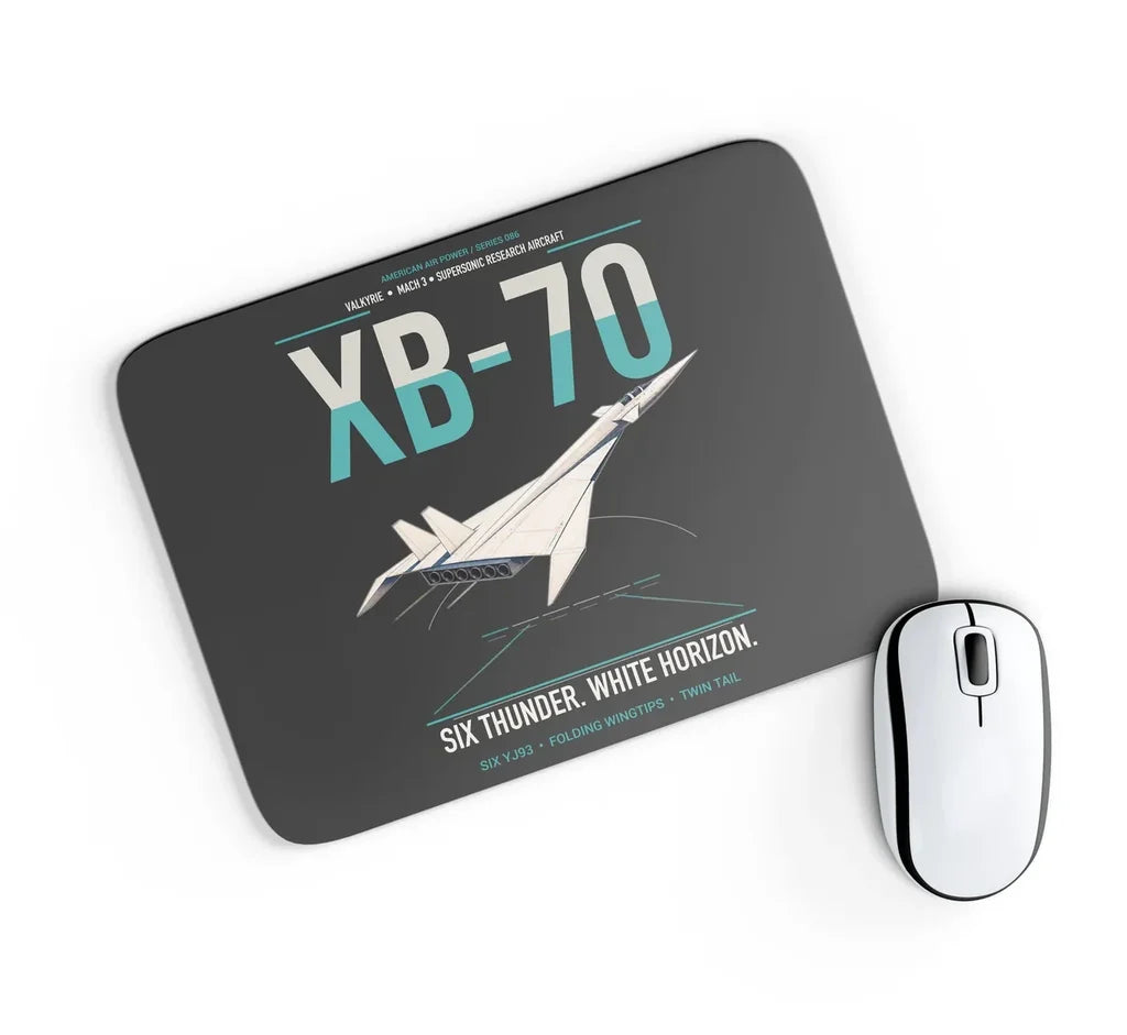 XB-70A Valkyrie design on black rectangle mouse pad